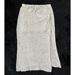 Pull & Bear Heather Gray Knitted Midi Slit Skirt Oatmeal Color Womens Size Small